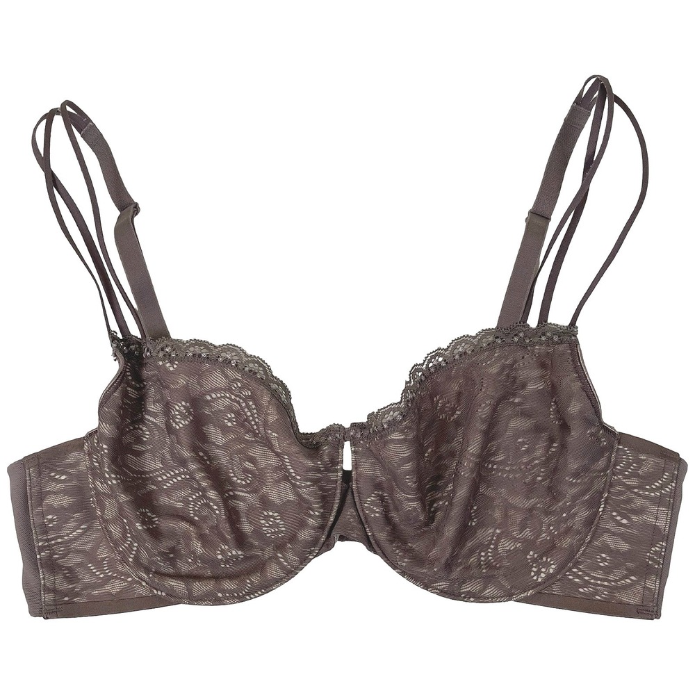 Soma Enticing Lift Balconet Bra Women 34C Brown Lace Underwire Strappy
